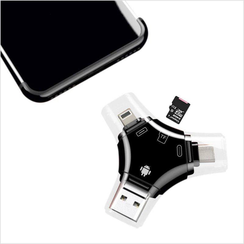 The Ultimate 4-in-1 USB Data Hub + Micro SD Card Reader For iPhone & Samsung