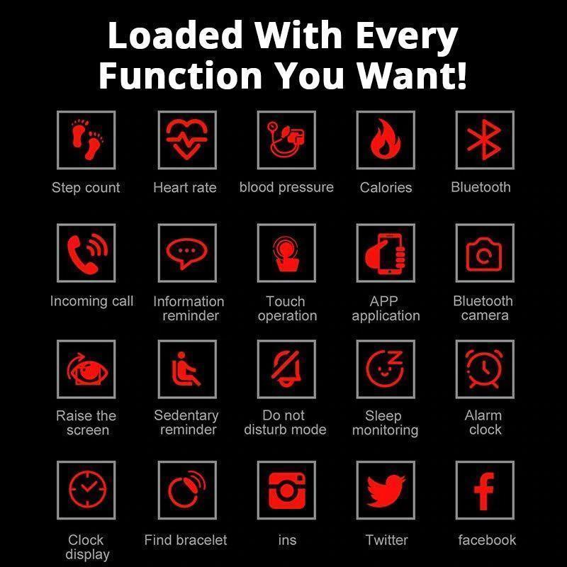 BEST Fitness Smartwatch Tracks Your Running & Walking Distance, Heart Rate, Calories, Blood Pressure & More... Choose From 5 COLORS + Get FREE Delivery Too!