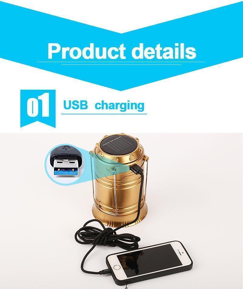 Powerful 3-in-1 Solar Emergency Light + Lantern + USB Charger