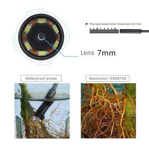 Image of Waterproof 7mm Endoscope For Android Phone With LED Lighted Lens For High Visibility!