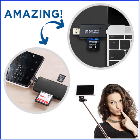 Image of The Ultimate Data Transfer HUB For Android Phones To PC or MAC With SD & SDHC Memory Card Reader!