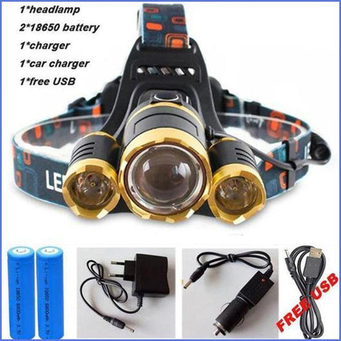 Image of 15000 LUMEN Super Powerful 3 X LED Head Light Gear