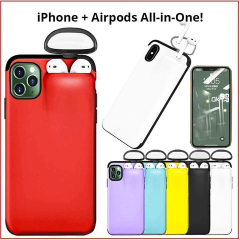 Image of NEW! For iPhone 11, 11 Pro, 11 Pro Max, X, XS, XS Max, XR With Built-in AirPods Pocket Holder Protects Your Phone & AirPods! Easy & Convenient 🚚 And You Get FREE SHIPPING Too!