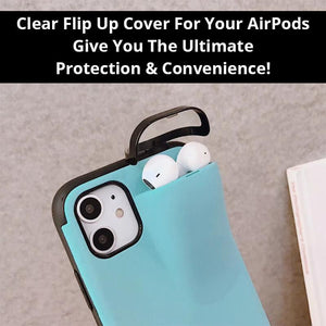 NEW! For iPhone 11, 11 Pro, 11 Pro Max, X, XS, XS Max, XR With Built-in AirPods Pocket Holder Protects Your Phone & AirPods! Easy & Convenient 🚚 And You Get FREE SHIPPING Too!