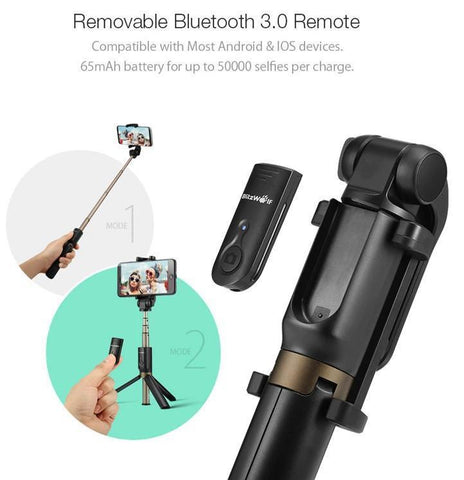 Image of Get Your Own Top Rated Wireless Bluetooth Selfie Stick PLUS Mini Tripod & You Get FREE Shipping Too!  🚛
