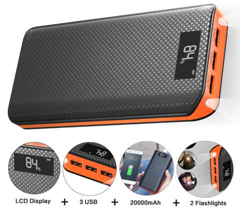 Image of ⚡ Packed With Hours Of Back-up Power For You!  Our NEWEST Top Rated 3 USB Port External Power Bank Powers ALL Your Mobile Devices + Built In LED Flashlight + 🚛 You Get FREE Shipping Too!