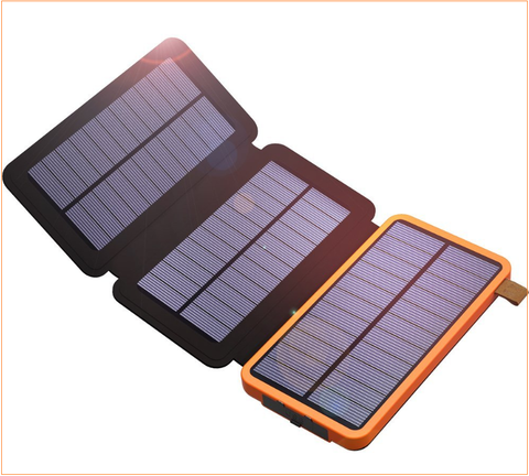 Image of BEST Rated DUAL POWER 10000 mAh Power Bank With 3-Panel Solar Charger + Built In LED Flashlight + 🚛 You Get FREE Shipping Too!