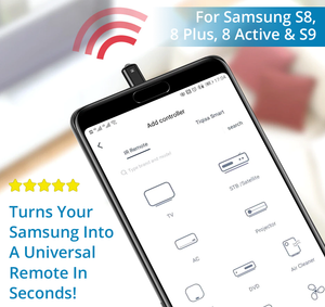 Turns Your SAMSUNG 9 or SAMSUNG 8 Into A UNIVERSAL SMART REMOTE!  Control All Devices With Your Phone... Quick & Easy!