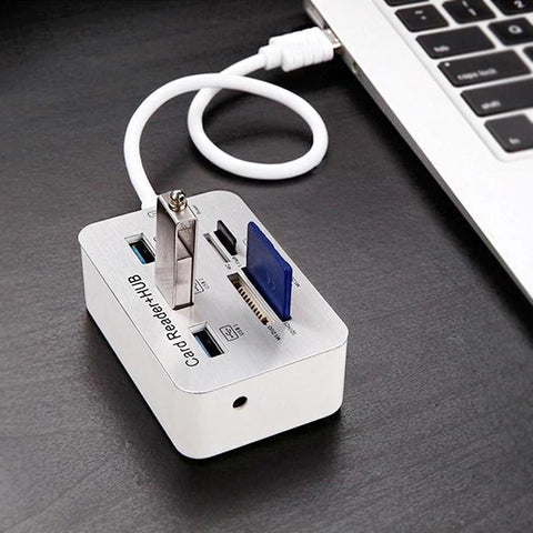 Image of The Ultimate Multi-Port USB 3.0 HUB Splitter 3 Ports PLUS SD + Micro SD Card Reader. MAC or PC! Just cover shipping and get yours FREE today!