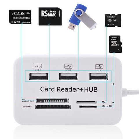 Image of The Ultimate Multi-Port USB 3.0 HUB Splitter 3 Ports PLUS SD + Micro SD Card Reader. MAC or PC! Just cover shipping and get yours FREE today!