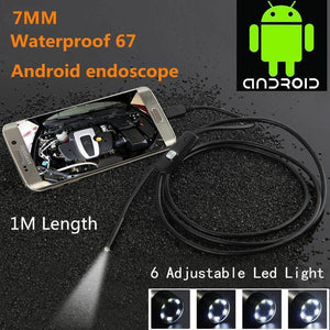 Waterproof 7mm Endoscope For Android Phone With LED Lighted Lens For High Visibility!