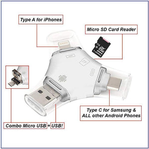 The Ultimate 4-in-1 USB Data Hub + Micro SD Card Reader For iPhone & Samsung
