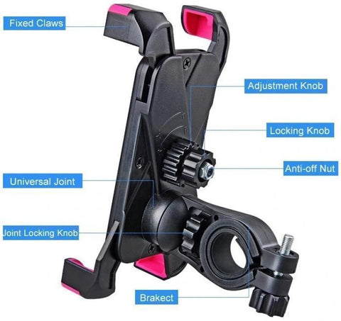 Image of Pro Cellphone Mount For Mountain & Road Bikes, Universal FITS ALL 3.5" to 7" phones, iPhone X, 8, 7, 6 Samsung 9, 8, 7, 6, Galaxy