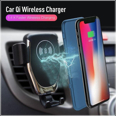 Image of Wireless Car Charger For iPhone XS, Max X, 8, and SAMSUNG. Qi Charger Delivers Supers Fast Wireless Charging.