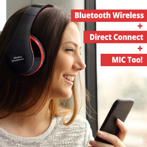 Image of Noise Cancelling Bluetooth Wireless Headphones with Mic! Comfortable, Perfect For Music, Phone, Online Chat & Gaming... Foldable! Superb Sound Quality!
